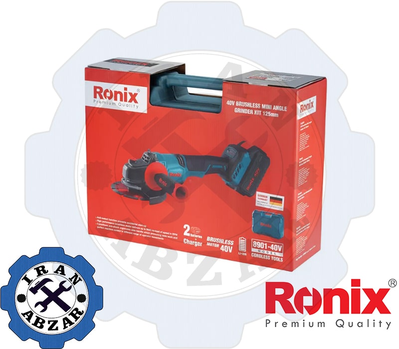 مینی فرز شارژی براشلس 40 ولت 125 میلی متر دیمر دار رونیکس مدل 8901-40v مینی فرز شارژی براشلس 40 ولت 125 میلی متر دیمر دار رونیکس مدل 8901-40v